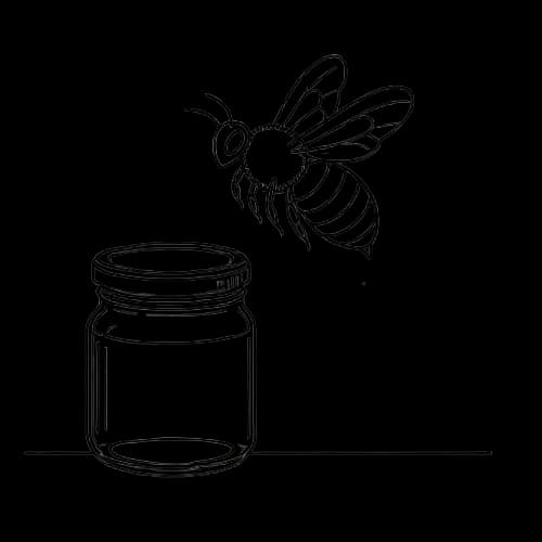 Disegno di un'ape con un vasetto di miele